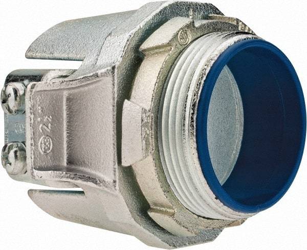 Thomas & Betts - 2-1/2" Trade, Malleable Iron Set Screw Straight FMC Conduit Connector - Insulated - Americas Industrial Supply