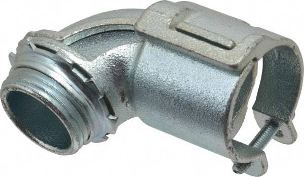 Thomas & Betts - 1" Trade, Malleable Iron Squeeze Clamp 90° FMC Conduit Connector - Noninsulated - Americas Industrial Supply