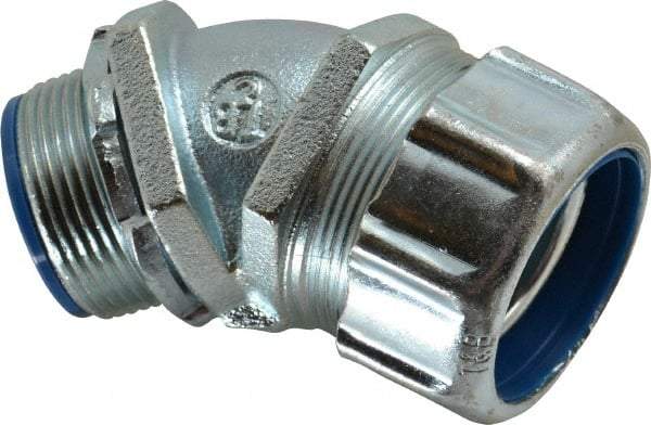 Thomas & Betts - 1-1/4" Trade, Malleable Iron Threaded Angled Liquidtight Conduit Connector - Insulated - Americas Industrial Supply