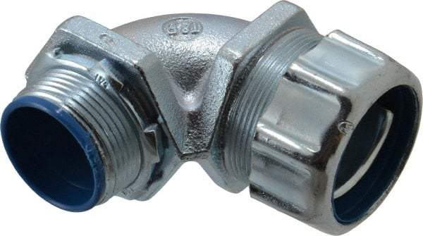 Thomas & Betts - 1-1/4" Trade, Malleable Iron Threaded Angled Liquidtight Conduit Connector - Insulated - Americas Industrial Supply