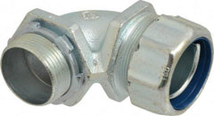 Thomas & Betts - 1-1/4" Trade, Malleable Iron Threaded Angled Liquidtight Conduit Connector - Noninsulated - Americas Industrial Supply