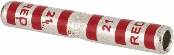 Thomas & Betts - 8 AWG Compatible, Noninsulated, Crimp-On Butt Splice Terminal - 2 Wire Entries, Copper Contacts, Tin Contact Plating, 1-3/4" OAL, Red - Americas Industrial Supply