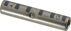 Thomas & Betts - 4 AWG Compatible, Noninsulated, Crimp-On Butt Splice Terminal - 2 Wire Entries, Copper Contacts, Tin Contact Plating, 1-3/4" OAL, Gray - Americas Industrial Supply