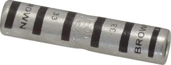 Thomas & Betts - 2 AWG Compatible, Noninsulated, Crimp-On Butt Splice Terminal - 2 Wire Entries, Copper Contacts, Tin Contact Plating, 1.88" OAL, Brown - Americas Industrial Supply