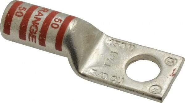 Thomas & Betts - 3/0 AWG Noninsulated Compression Connection Square Ring Terminal - 1/2" Stud, 2.7" OAL x 0.92" Wide, Tin Plated Copper Contact - Americas Industrial Supply