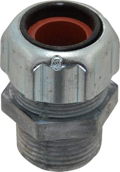 Thomas & Betts - 1/2 to 5/8" Cable Capacity, Liquidtight, Straight Strain Relief Cord Grip - 3/4 NPT Thread, 1-3/4" Long, Zinc - Americas Industrial Supply