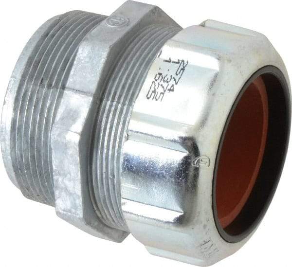 Thomas & Betts - 1-3/8 to 1-5/8" Cable Capacity, Liquidtight, Straight Strain Relief Cord Grip - 2 NPT Thread, 2-5/8" Long, Zinc - Americas Industrial Supply