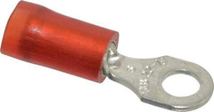 Thomas & Betts - 22-16 AWG Partially Insulated Crimp Connection D Shaped Ring Terminal - #6 Stud, 0.86" OAL x 0.26" Wide, Tin Plated Copper Contact - Americas Industrial Supply