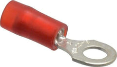 Thomas & Betts - 22-16 AWG Partially Insulated Crimp Connection D Shaped Ring Terminal - #8 Stud, 0.89" OAL x 0.26" Wide, Tin Plated Copper Contact - Americas Industrial Supply