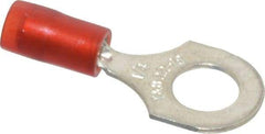 Thomas & Betts - 22-16 AWG Partially Insulated Crimp Connection D Shaped Ring Terminal - 1/4" Stud, 1.1" OAL x 0.46" Wide, Tin Plated Copper Contact - Americas Industrial Supply