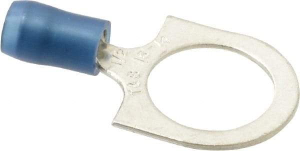 Thomas & Betts - 18-14 AWG Partially Insulated Crimp Connection D Shaped Ring Terminal - 1/2" Stud, 1-1/4" OAL x 0.72" Wide, Tin Plated Copper Contact - Americas Industrial Supply