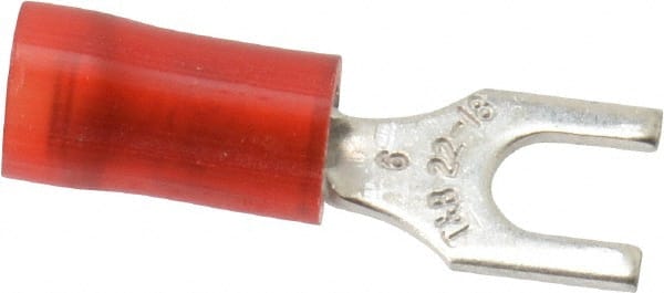 Thomas & Betts - #6 Stud, 22 to 16 AWG Compatible, Partially Insulated, Crimp Connection, Standard Fork Terminal - Americas Industrial Supply