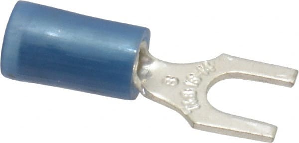 Thomas & Betts - #8 Stud, 18 to 14 AWG Compatible, Partially Insulated, Crimp Connection, Standard Fork Terminal - Americas Industrial Supply