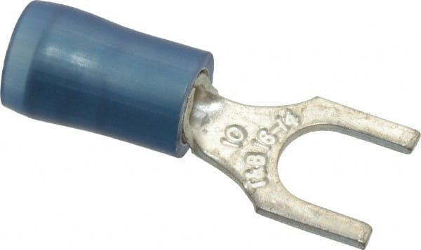 Thomas & Betts - #10 Stud, 18 to 14 AWG Compatible, Partially Insulated, Crimp Connection, Standard Fork Terminal - Americas Industrial Supply