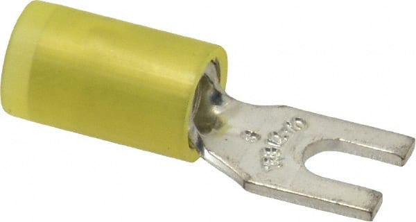 Thomas & Betts - #6 Stud, 12 to 10 AWG Compatible, Partially Insulated, Crimp Connection, Standard Fork Terminal - Americas Industrial Supply