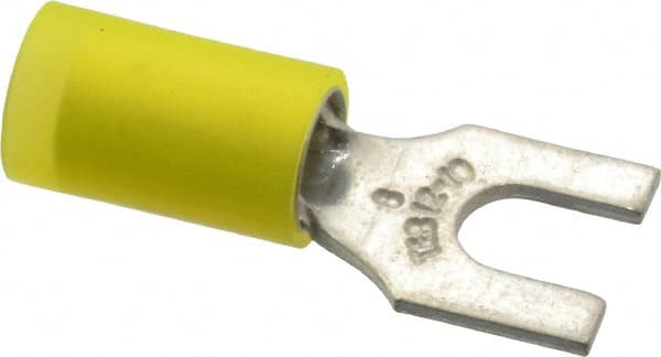 Thomas & Betts - #8 Stud, 12 to 10 AWG Compatible, Partially Insulated, Crimp Connection, Standard Fork Terminal - Americas Industrial Supply