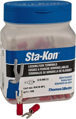 Thomas & Betts - #6 Stud, 22 to 16 AWG Compatible, Partially Insulated, Crimp Connection, Locking Fork Terminal - Americas Industrial Supply