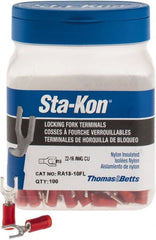 Thomas & Betts - #10 Stud, 22 to 16 AWG Compatible, Partially Insulated, Crimp Connection, Locking Fork Terminal - Americas Industrial Supply