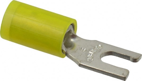 Thomas & Betts - #6 Stud, 12 to 10 AWG Compatible, Partially Insulated, Crimp Connection, Locking Fork Terminal - Americas Industrial Supply