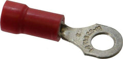 Thomas & Betts - 22-16 AWG Partially Insulated Crimp Connection D Shaped Ring Terminal - #8 Stud, 0.97" OAL x 0.31" Wide, Tin Plated Copper Contact - Americas Industrial Supply