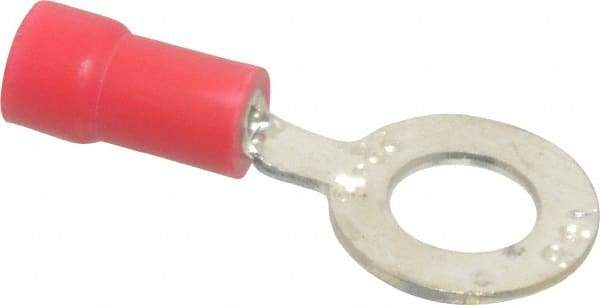 Thomas & Betts - 22-16 AWG Partially Insulated Crimp Connection D Shaped Ring Terminal - 1/4" Stud, 1.13" OAL x 1/2" Wide, Tin Plated Copper Contact - Americas Industrial Supply