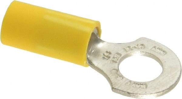 Thomas & Betts - 12-10 AWG Partially Insulated Crimp Connection D Shaped Ring Terminal - 1/4" Stud, 1.16" OAL x 1/2" Wide, Tin Plated Copper Contact - Americas Industrial Supply