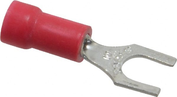 Thomas & Betts - #10 Stud, 22 to 16 AWG Compatible, Partially Insulated, Crimp Connection, Standard Fork Terminal - Americas Industrial Supply