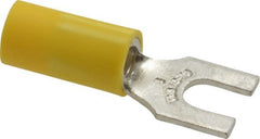 Thomas & Betts - #8 Stud, 12 to 10 AWG Compatible, Partially Insulated, Crimp Connection, Standard Fork Terminal - Americas Industrial Supply