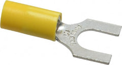 Thomas & Betts - 1/4" Stud, 12 to 10 AWG Compatible, Partially Insulated, Crimp Connection, Standard Fork Terminal - Americas Industrial Supply