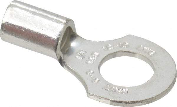 Thomas & Betts - 12-10 AWG Noninsulated Crimp Connection D Shaped Ring Terminal - 1/4" Stud, 0.91" OAL x 1/2" Wide, Tin Plated Copper Contact - Americas Industrial Supply