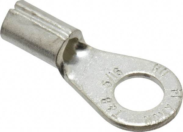 Thomas & Betts - 8 AWG Noninsulated Crimp Connection Circular Ring Terminal - 5/16" Stud, 1.32" OAL x 0.59" Wide, Tin Plated Copper Contact - Americas Industrial Supply