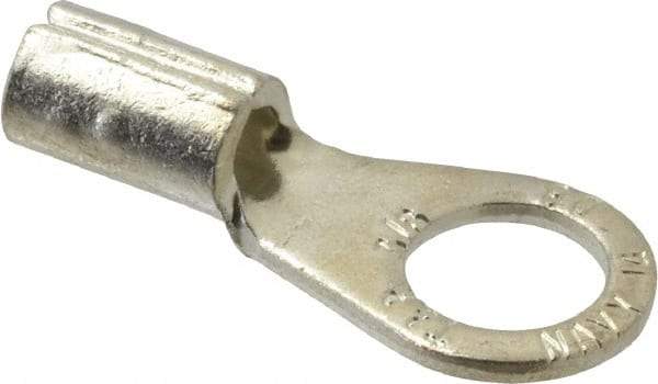 Thomas & Betts - 8 AWG Noninsulated Crimp Connection Circular Ring Terminal - 3/8" Stud, 1.32" OAL x 0.59" Wide, Tin Plated Copper Contact - Americas Industrial Supply