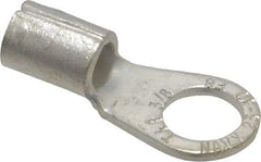 Thomas & Betts - 6 AWG Noninsulated Crimp Connection Circular Ring Terminal - 3/8" Stud, 1.32" OAL x 0.6" Wide, Tin Plated Copper Contact - Americas Industrial Supply