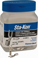 Thomas & Betts - #6 Stud, 22 to 16 AWG Compatible, Noninsulated, Crimp Connection, Locking Fork Terminal - Americas Industrial Supply