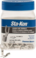 Thomas & Betts - #10 Stud, 18 to 14 AWG Compatible, Noninsulated, Crimp Connection, Locking Fork Terminal - Americas Industrial Supply