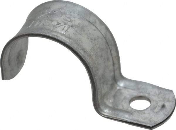 Thomas & Betts - 1-1/4" Pipe, Steel, Zinc Plated" Pipe or Conduit Strap - 1 Mounting Hole - Americas Industrial Supply