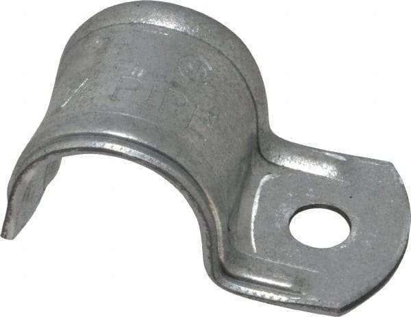 Thomas & Betts - 1/2" Pipe, Steel, Zinc Plated" Pipe or Conduit Strap - 1 Mounting Hole - Americas Industrial Supply