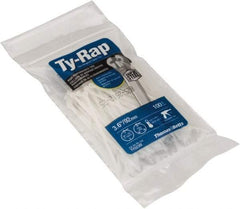 Thomas & Betts - 3.62" Long Natural (Color) Nylon Standard Cable Tie - 18 Lb Tensile Strength, 0.75mm Thick, 16mm Max Bundle Diam - Americas Industrial Supply