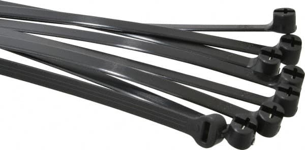 Thomas & Betts - 8-3/4" Long Black Nylon Standard Cable Tie - 120 Lb Tensile Strength, 1.27mm Thick, 50.8mm Max Bundle Diam - Americas Industrial Supply