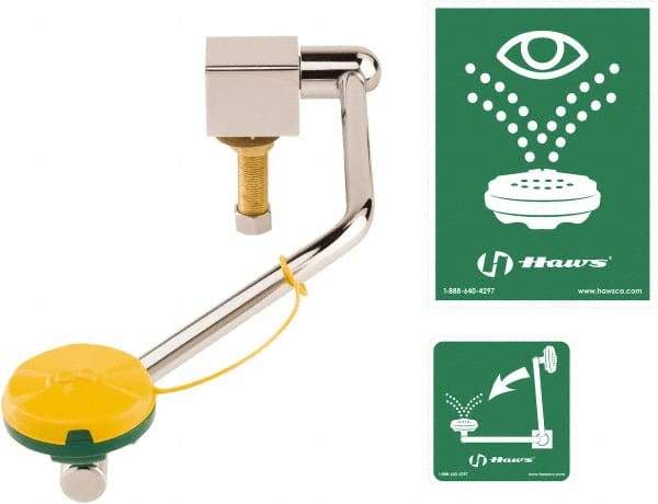 Haws - 8" Wide x 16-7/8" High, Deck Mount, Eye & Face Wash Station - 1/2" Inlet, 30 to 90 psi Flow, 4.2 GPM Flow Rate - Americas Industrial Supply