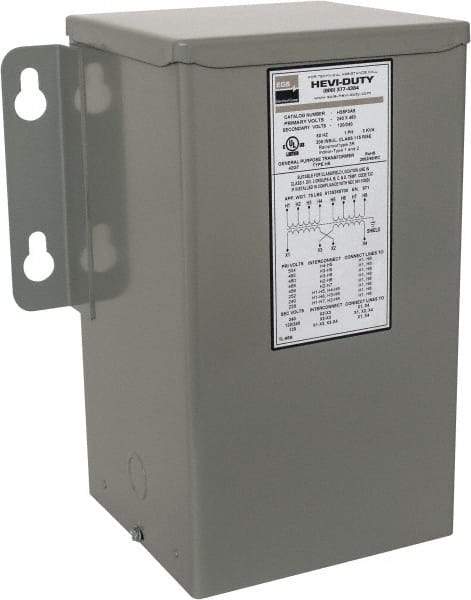 Sola/Hevi-Duty - 1 Phase, 240-480 Volt Input, 120/240 Volt Output, 60 Hz, 3 kVA, General Purpose Transformer - 4, 12, 3R, 4X NEMA Rating, 239°F Temp Rise, 10 Inch Wide x 7 Inch Deep x 12 Inch High, Indoor, Outdoor, Wall Mount - Americas Industrial Supply