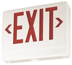 Lithonia Lighting - 1 Face, White, Thermoplastic, LED, Illuminated Exit Sign - 120/277 VAC, Nickel Cadmium, Universal Mounted, 11-3/4 Inch Long x 2 Inch Wide x 7-5/8 Inch High - Americas Industrial Supply