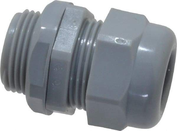 Thomas & Betts - 0.35 to 0.63" Cable Capacity, Liquidtight, Straight Strain Relief Cord Grip - 3/4 NPT Thread, Thermoplastic - Americas Industrial Supply