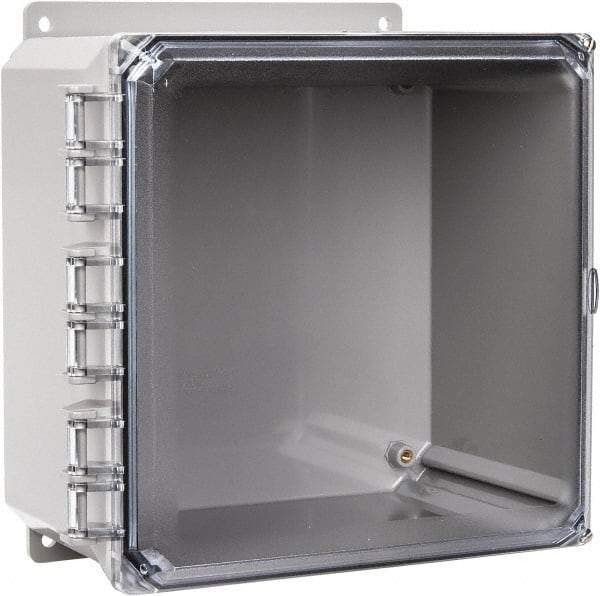 Thomas & Betts - Polycarbonate Standard Enclosure Hinge Flat Cover - NEMA 1, 2, 3, 4, 12, 3S, 3SX, 3X, 4X, 10" Wide x 10" High x 6" Deep, Impact Resistant - Americas Industrial Supply