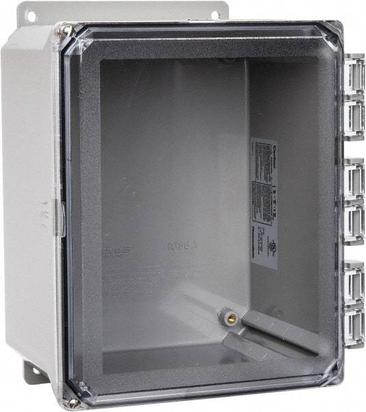 Thomas & Betts - Polycarbonate Standard Enclosure Hinge Flat Cover - NEMA 1, 2, 3, 4, 12, 3S, 3SX, 3X, 4X, 8" Wide x 10" High x 6" Deep, Impact Resistant - Americas Industrial Supply