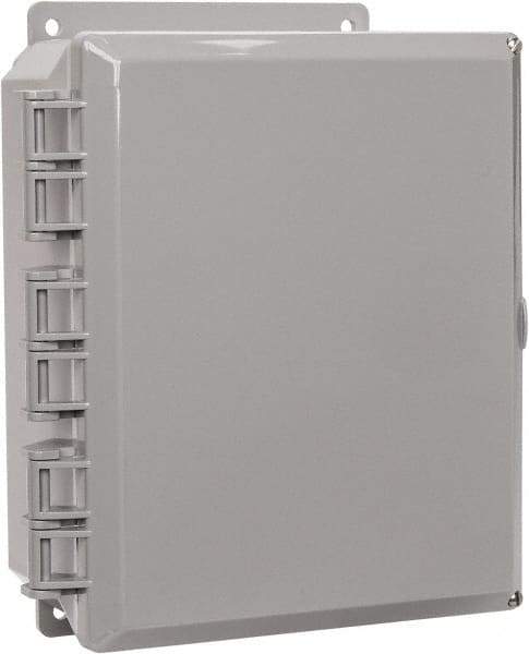 Thomas & Betts - Polycarbonate Standard Enclosure Hinge Flat Cover - NEMA 1, 2, 3, 4, 12, 3S, 3SX, 3X, 4X, 8" Wide x 10" High x 4" Deep, Impact Resistant - Americas Industrial Supply