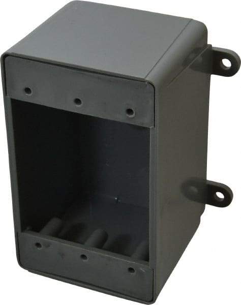 Thomas & Betts - 1 Gang, (0) Knockouts, PVC Rectangle Switch Box - 4-5/8" Overall Height x 3-7/8" Overall Width x 2-3/4" Overall Depth, Weather Resistant - Americas Industrial Supply