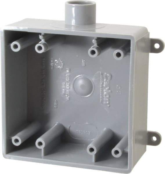 Thomas & Betts - 2 Gang, (1) 1/2" Knockout, PVC Rectangle Switch Box - 117.35mm Overall Height x 142.24mm Overall Width x 50.29mm Overall Depth, Weather Resistant - Americas Industrial Supply