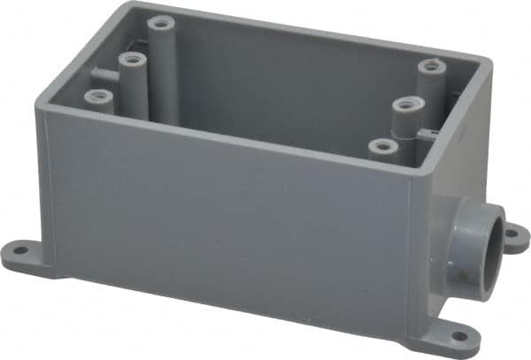 Thomas & Betts - 1 Gang, (1) 1/2" Knockout, PVC Rectangle Junction Box - 144.78mm Overall Height x 71.1mm Overall Width x 61.5mm Overall Depth, Weather Resistant - Americas Industrial Supply