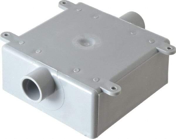 Thomas & Betts - 2 Gang, (2) 1/2" Knockouts, PVC Square Switch Box - 4.62" Overall Height x 4.62" Overall Width x 1.98" Overall Depth, Weather Resistant - Americas Industrial Supply